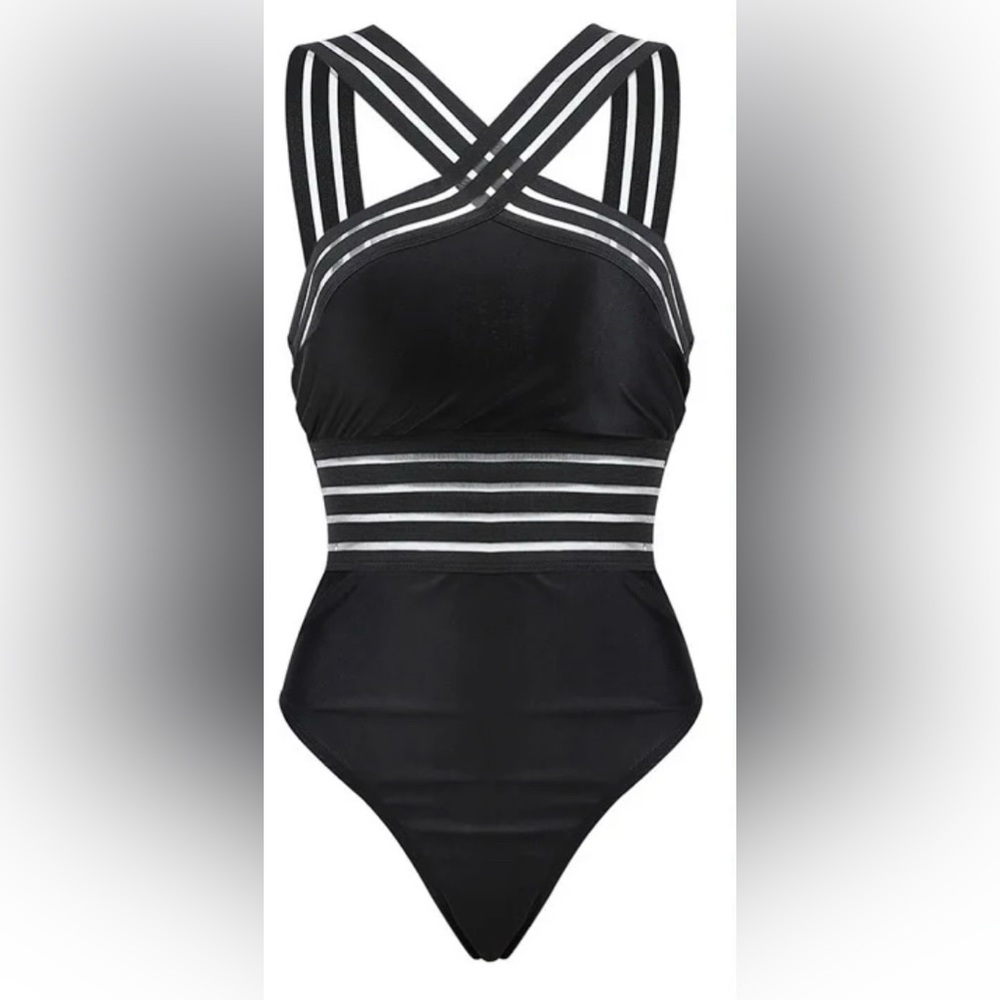 Hilor Women’s one piece swimsuit, new without tags, XL (14), black nylon/spandex